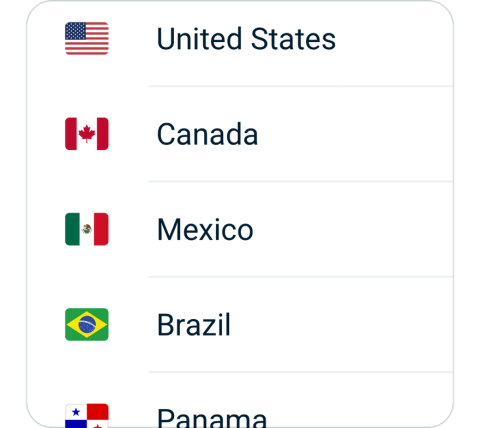 Hema connect step 2, choose VPN server location